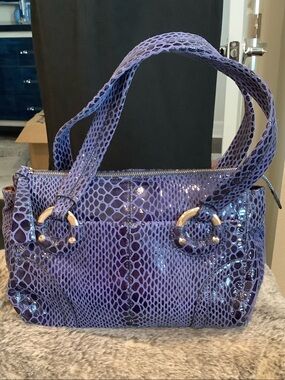 Blue leather Snakeskin Shoulder Bag